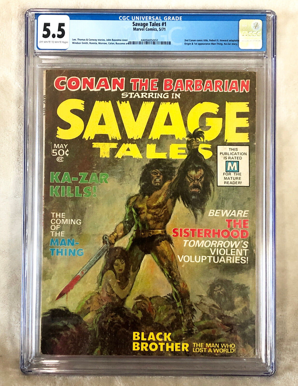 Savage Tales #1 CGC 5.5 Marvel Magazine First Appearance Of Man-Thing 1971