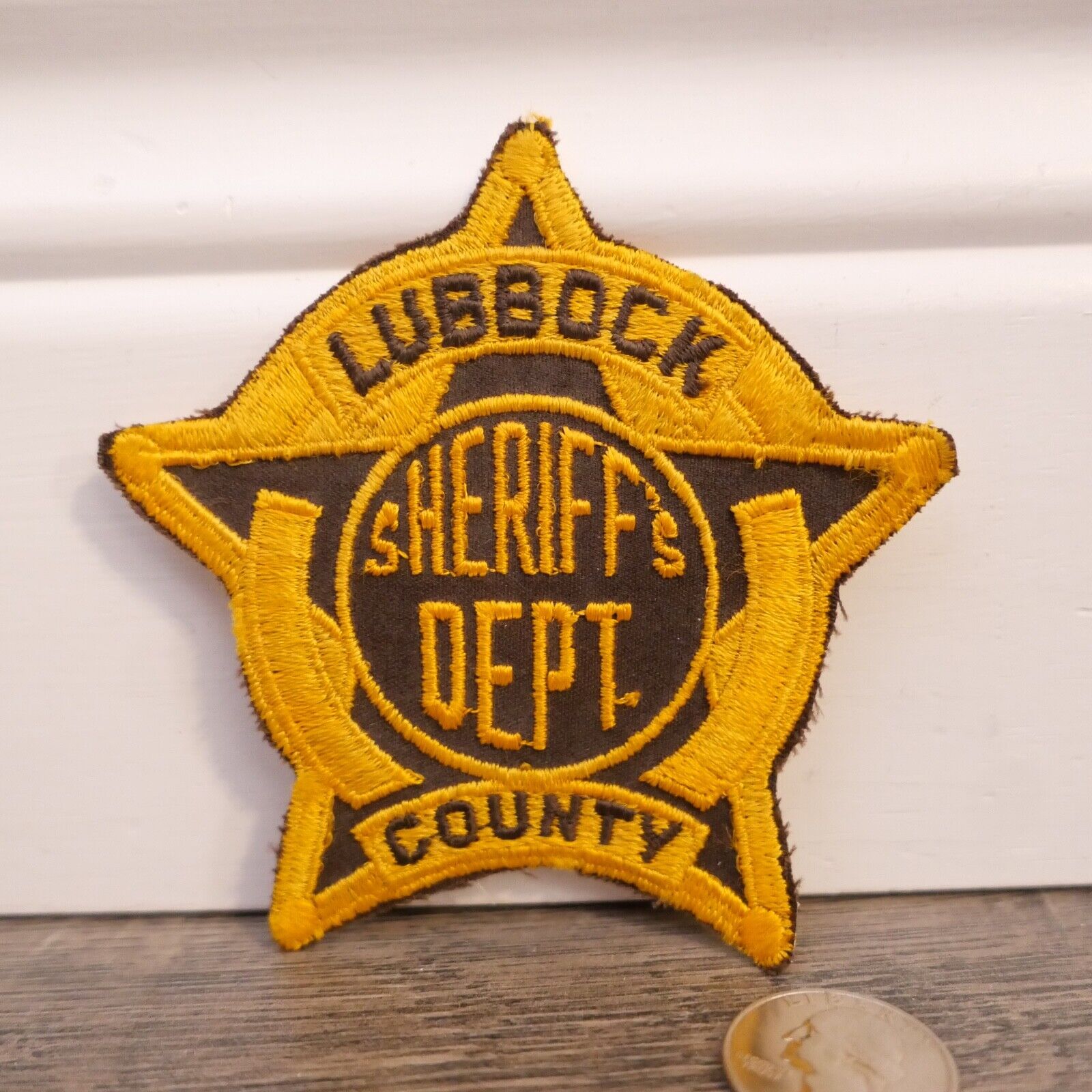 Vintage TEXAS TX LUBBOCK COUNTY SHERIFF Gold Brown Star PATCH POLICE