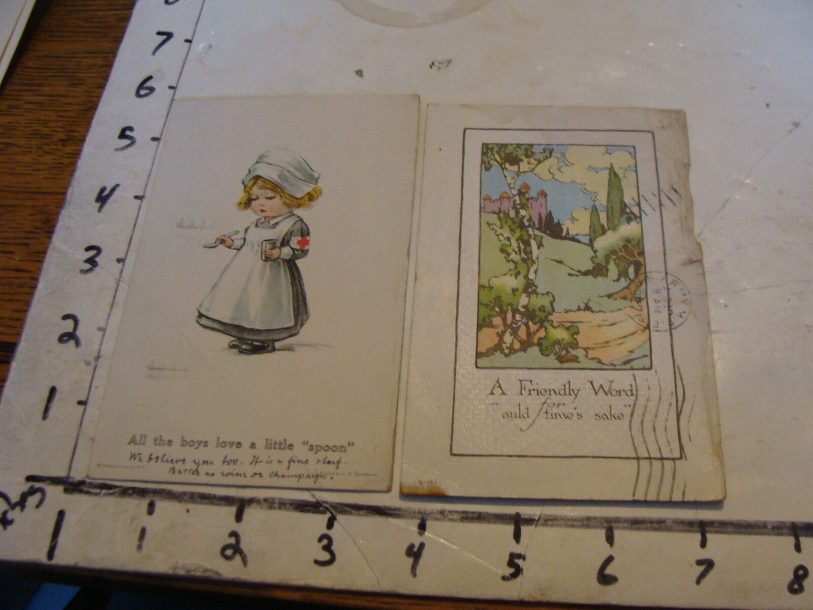 vintage used old cards: FRIENDSHIP 1920'S X2