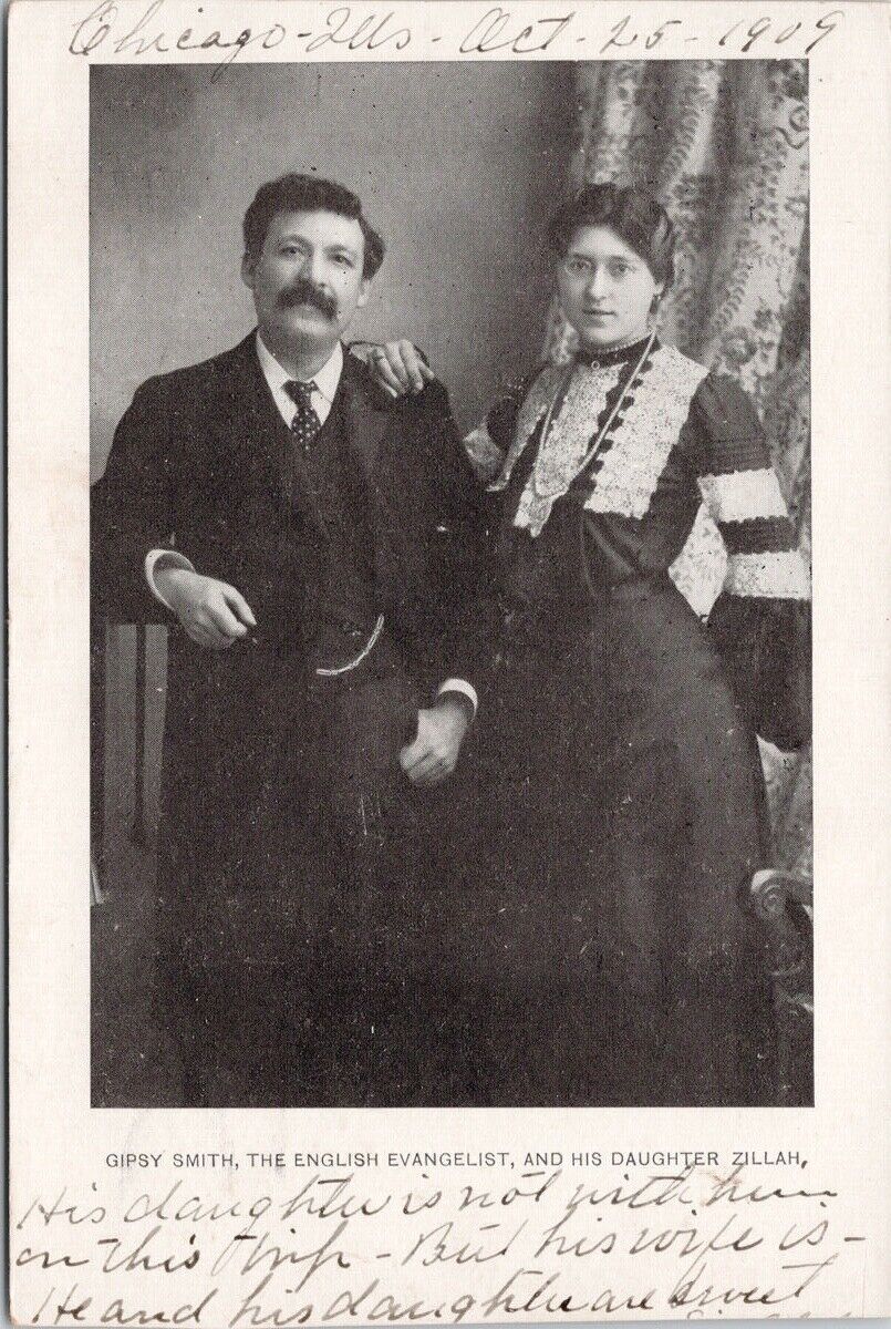 Gipsy Smith & Daughter Evangelist c1909 Litho Postcard E78