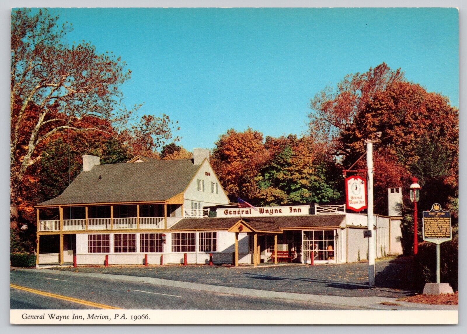Postcard Merion Pennsylvania General Wayne Inn Continuously Operating Since 1704