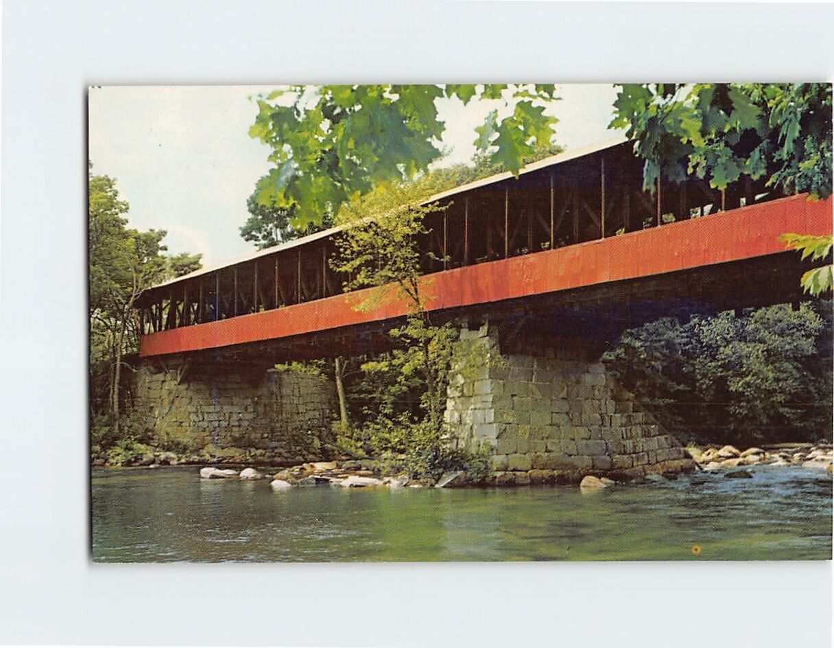 Postcard Covered Bridge Saco River Conway New Hampshire USA