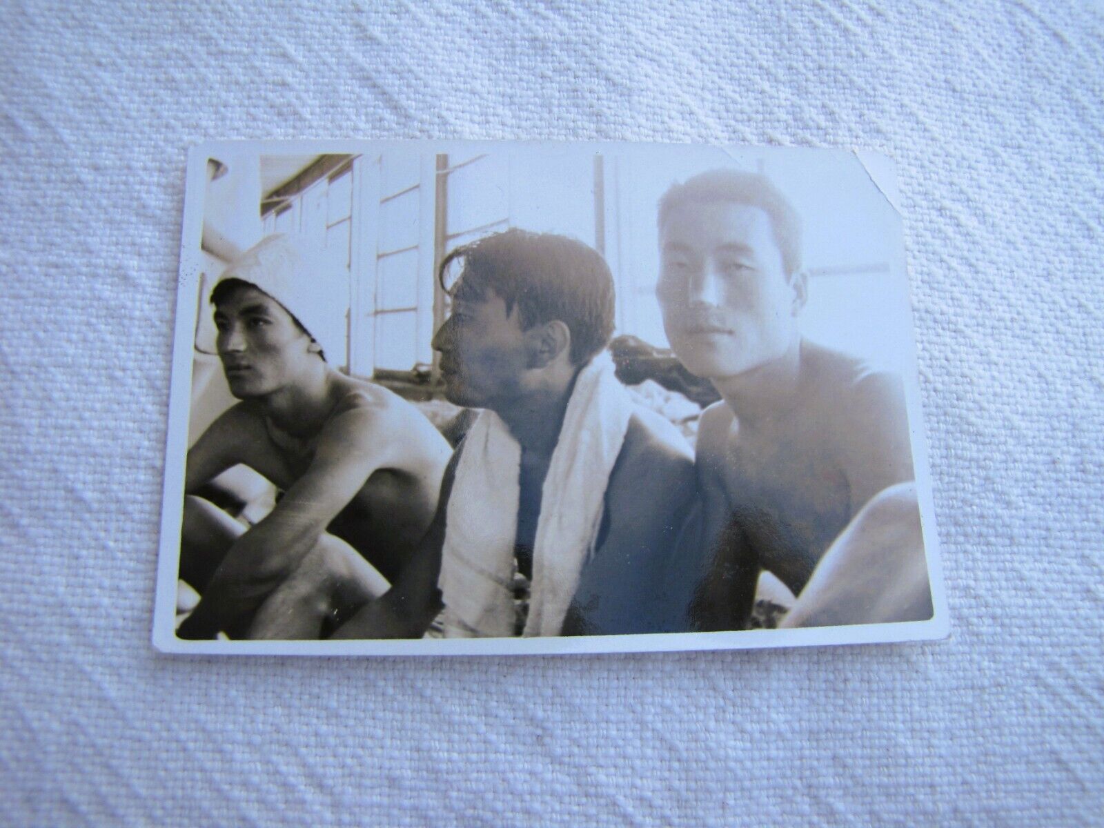 Vtg Original Photo 3 Young Handsome Asian Athlete Swimmers~Shirtless~Gay Int