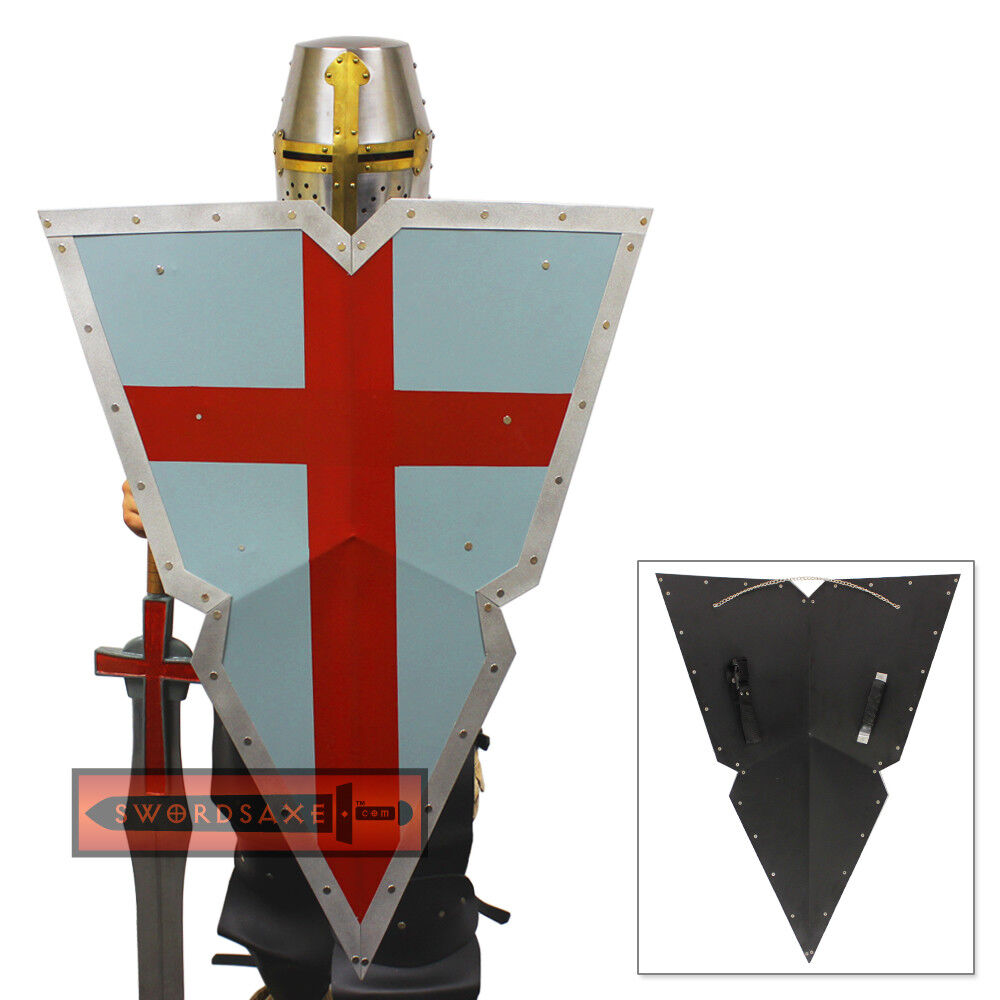 Viking Knights Holy Crusader Steel Kite Shield Medieval Templar Metal Heater