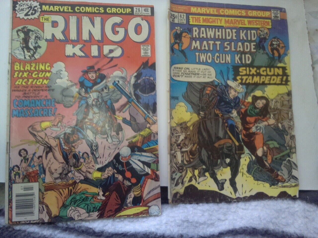 Ringo Kid #28 1976 Mighty Marvel Western #42 1975 Marvel Comics Western Lot of 2