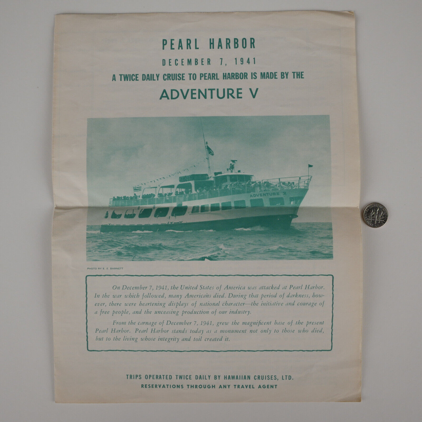 1978 Pearl Harbor Cruise Flyer for the Adventure V