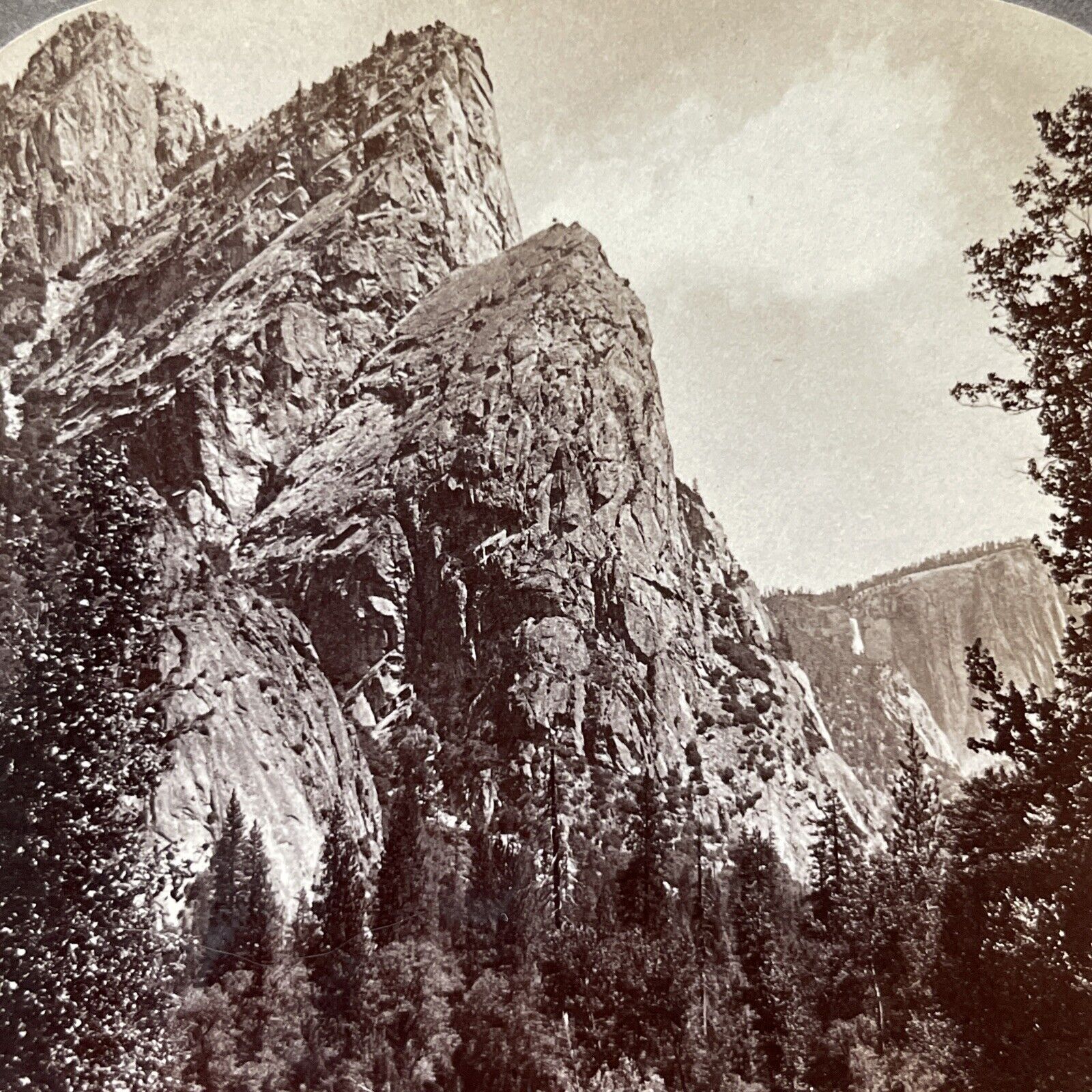 Antique 1902 Three Brothers Mountain Yosemite CA Stereoview Photo Card V2156
