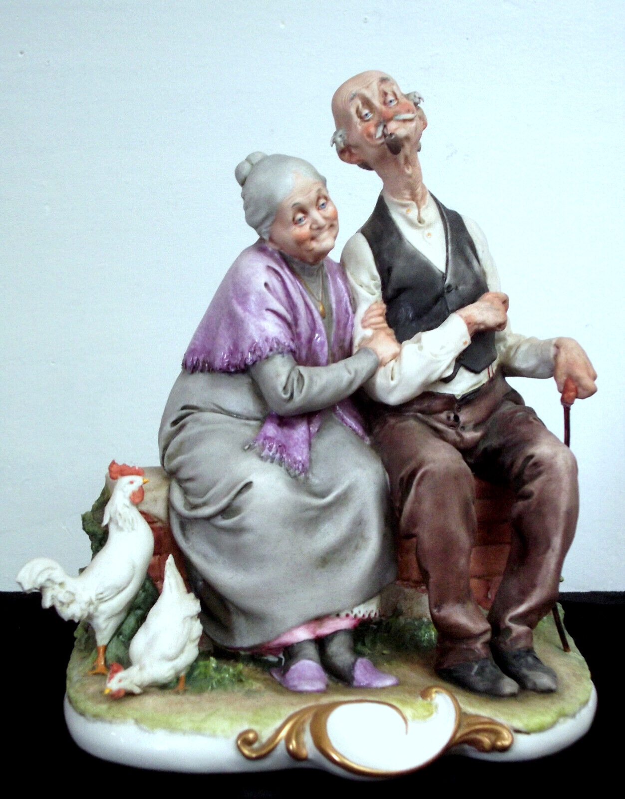 Giuseppe Cappe Grandma and Grandpa Capodimonte Sculpture