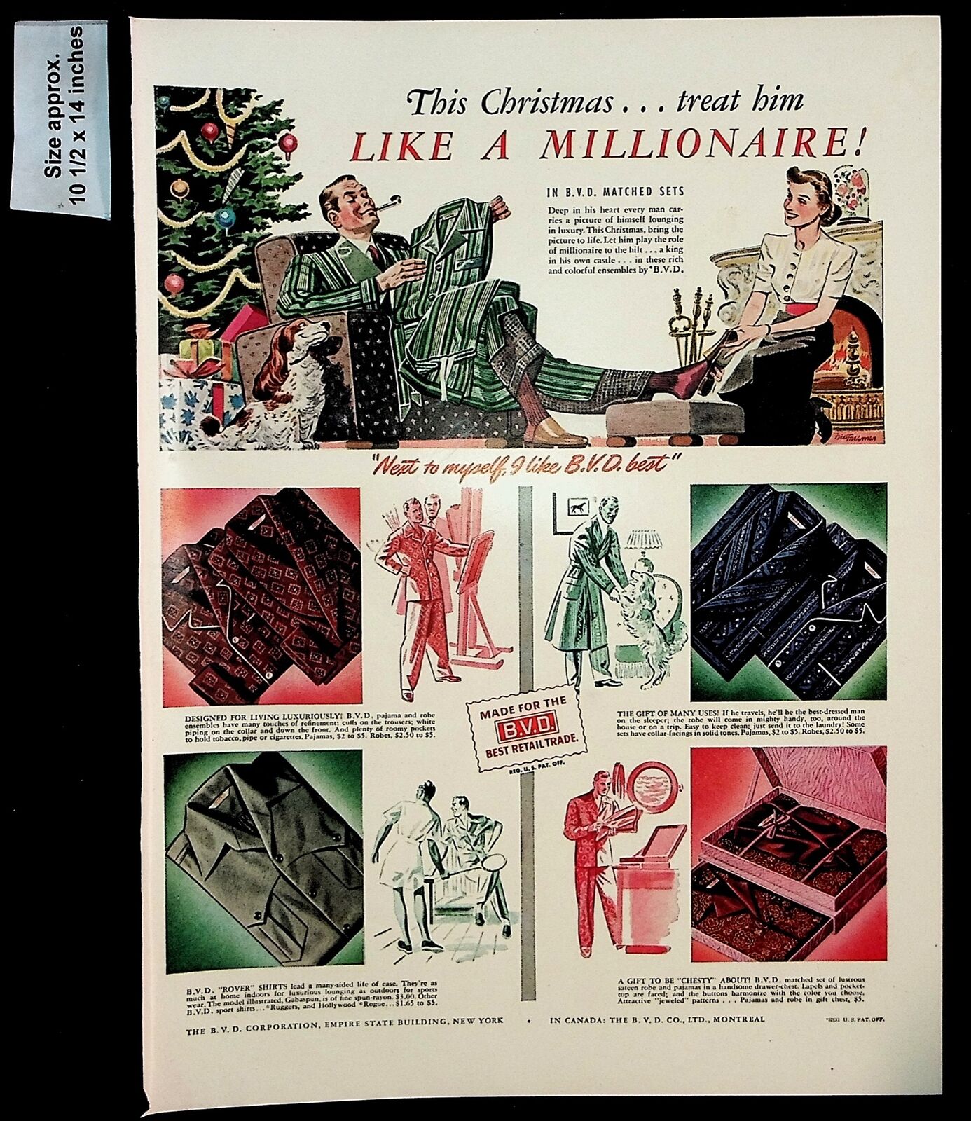 1941 B.V.D. Clothing Christmas Gifts Men Fashion Shirts Vintage Print Ad 39663
