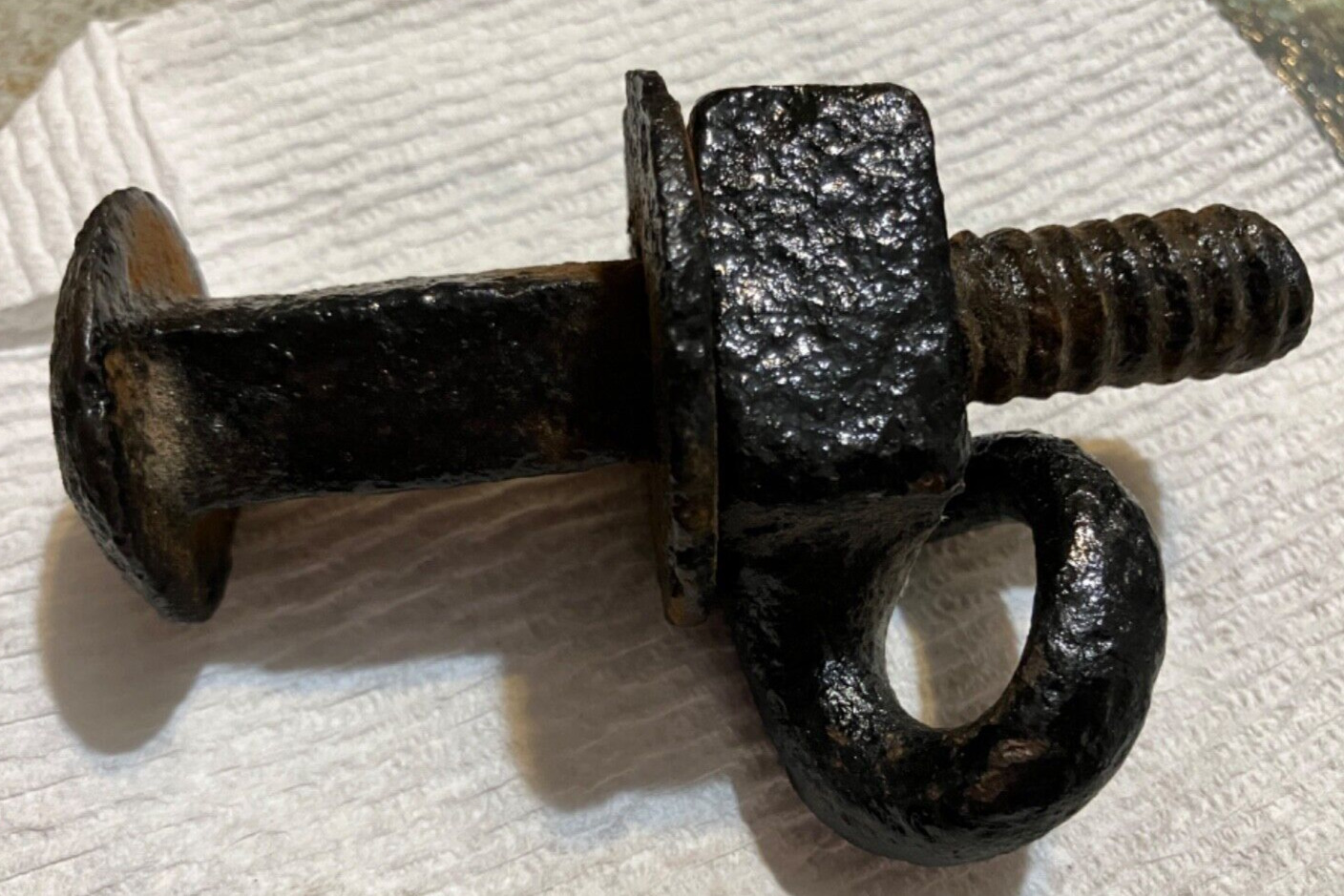 Early antique Nut & Bolt blacksmith made. STUNNING hand forged Iron with hook.