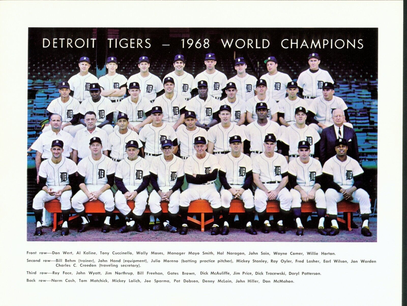 8x10 1968 Detroit Tigers Baseball Team GLOSSY PHOTO photograph picture print