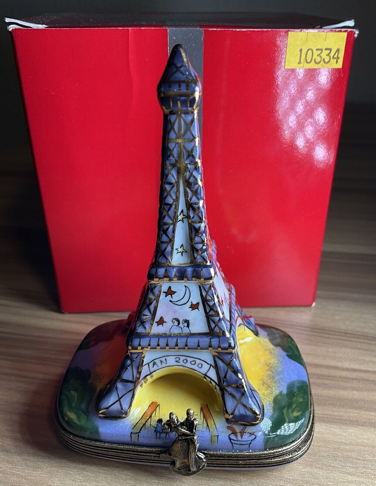 La Gloriette Limoges France Porcelain Trinket Box Eiffel Tower 2000 Hand Painted