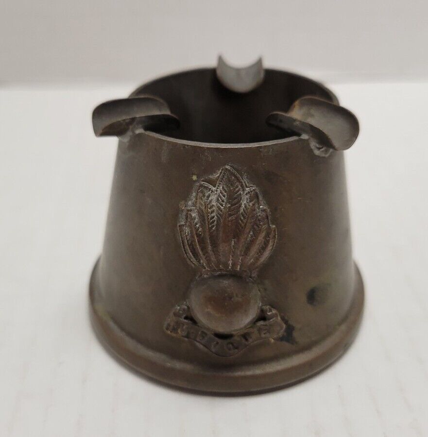 Antique Royal Artillery Brass Trench Art Ink Pot Or Ashtray