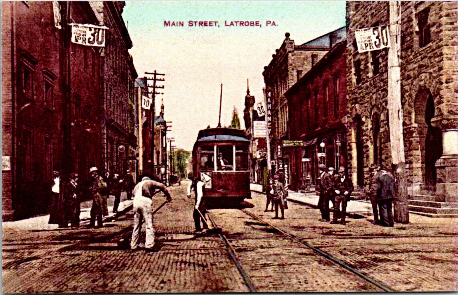 Latrobe Pennsylvania Railway Postcard Trolley Interurban Tram RPPC Reprint