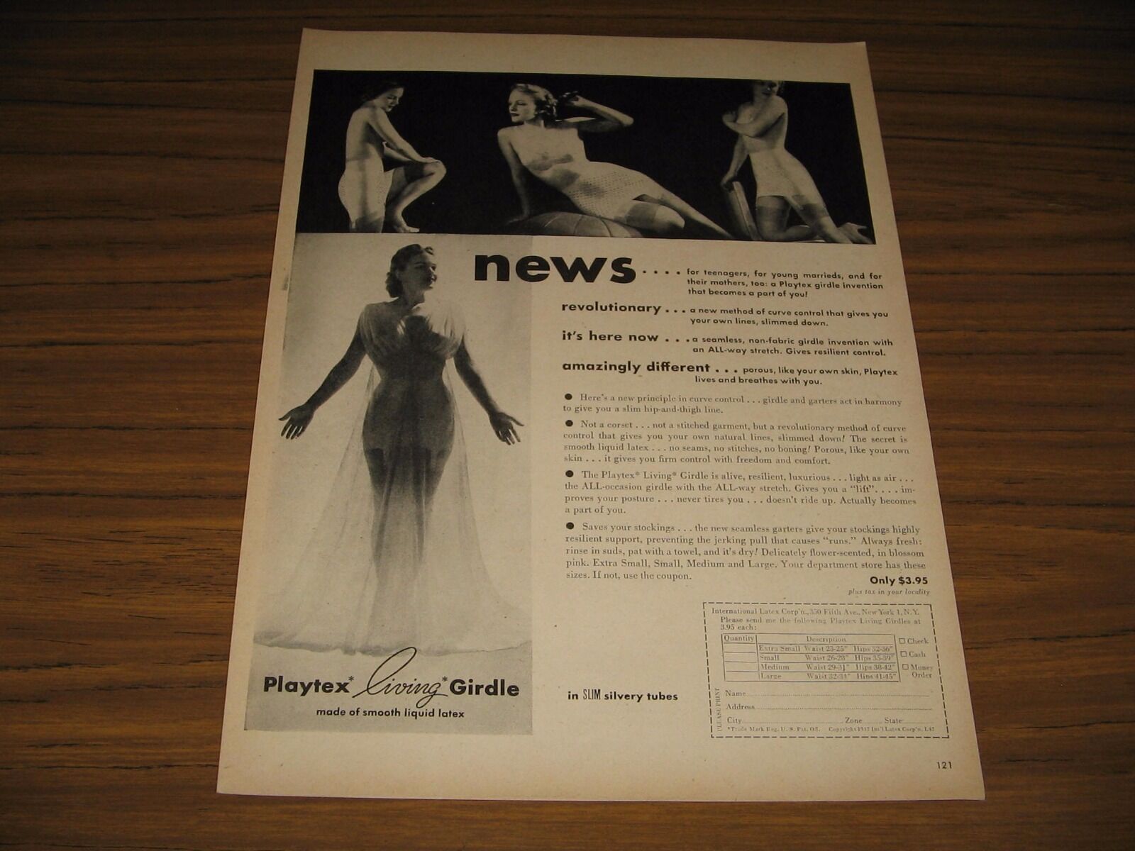 1947 Print Ad Playtex Living Girdles Pretty Ladies in Underwear