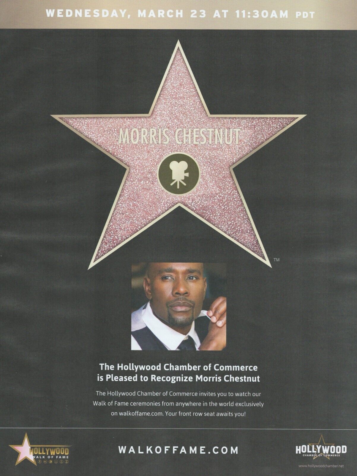 2022 MORRIS CHESTNUT Hollywood Walk of Fame Star PRINT AD mini poster Lot of 2