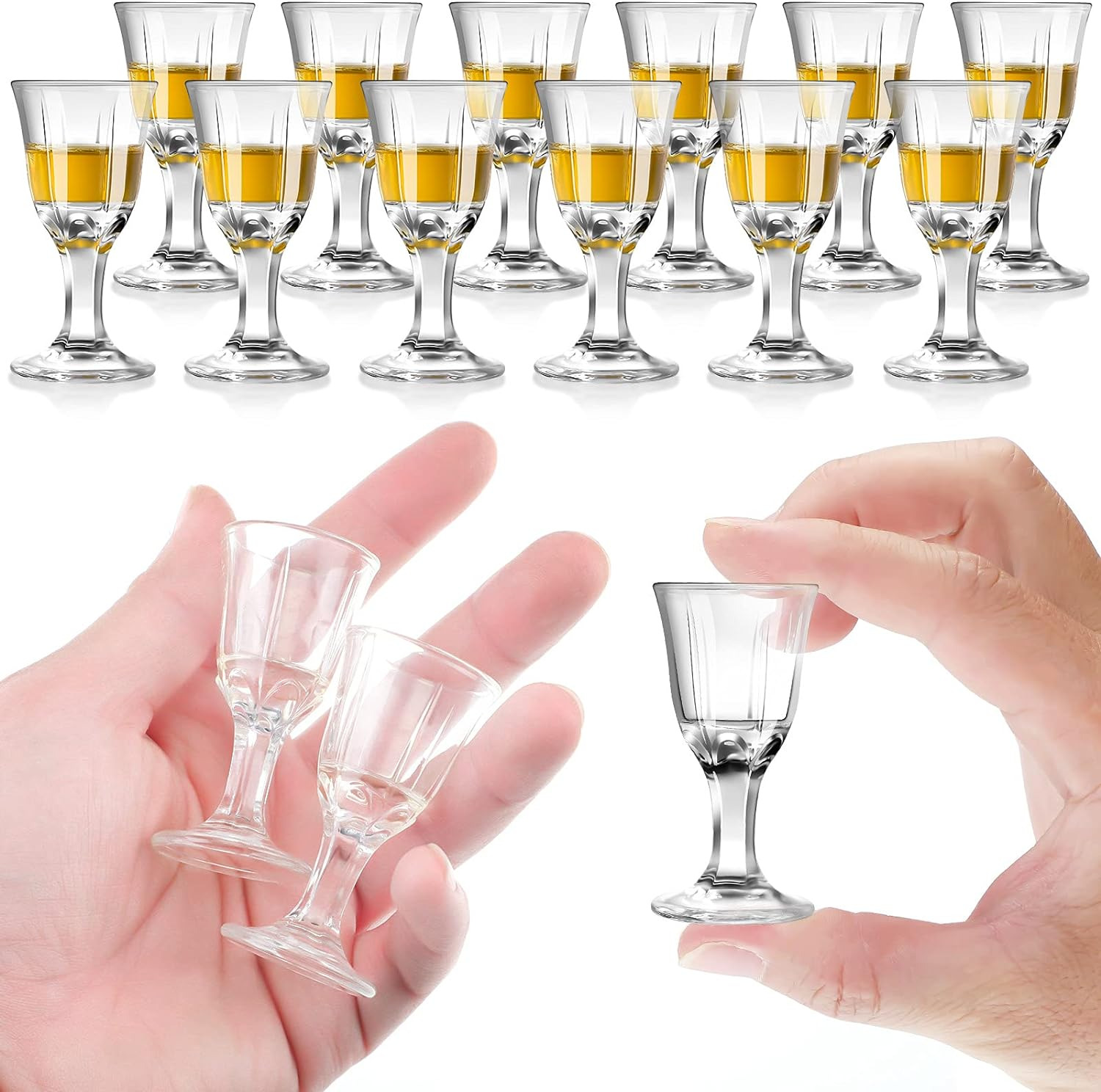 12 Pieces Mini Size 0.4 Oz Shot Glasses Cordial Shot Glasses Clear Cordial Glass