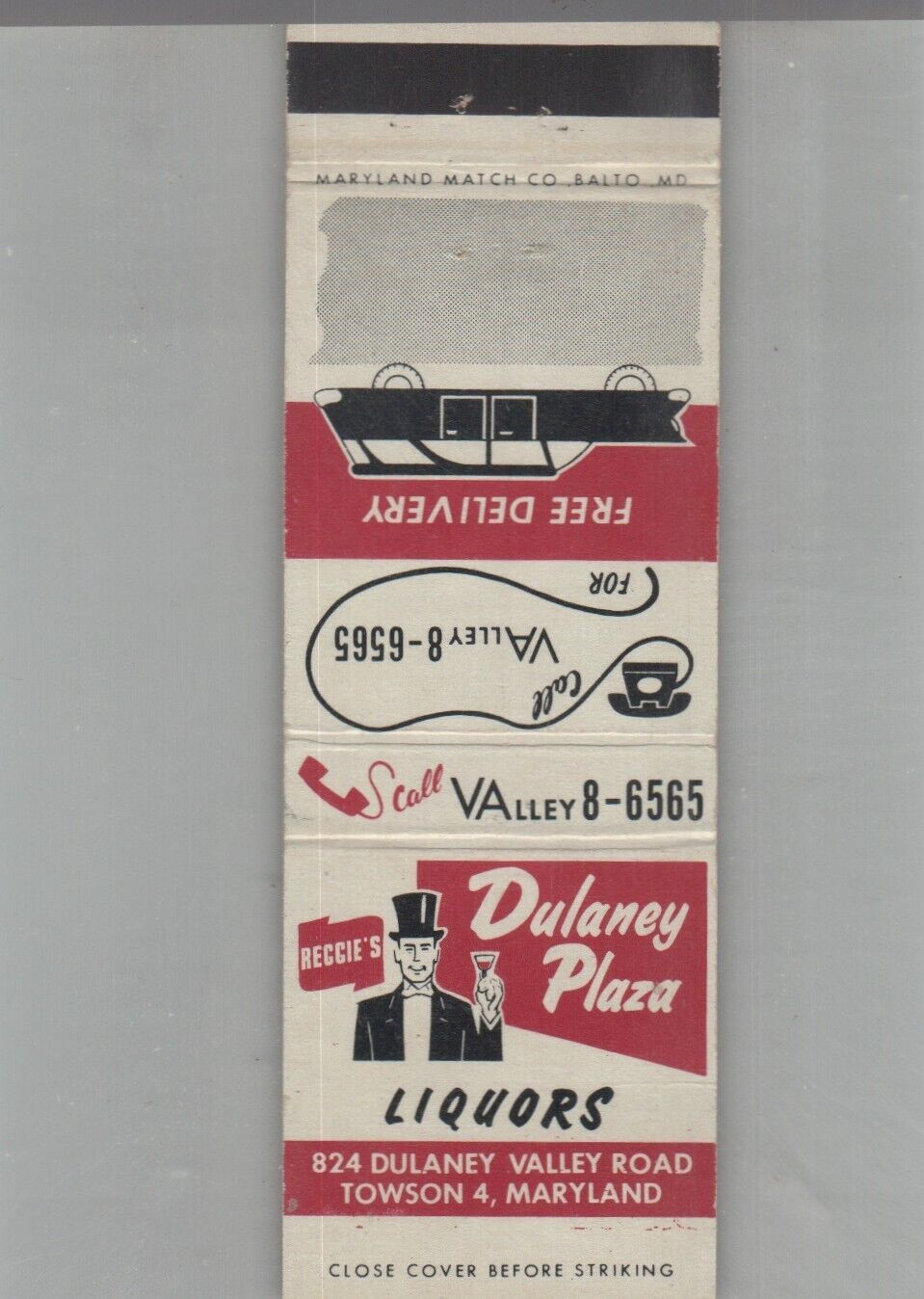 Matchbook Cover Dulaney Plaza Liquors Towson, MD