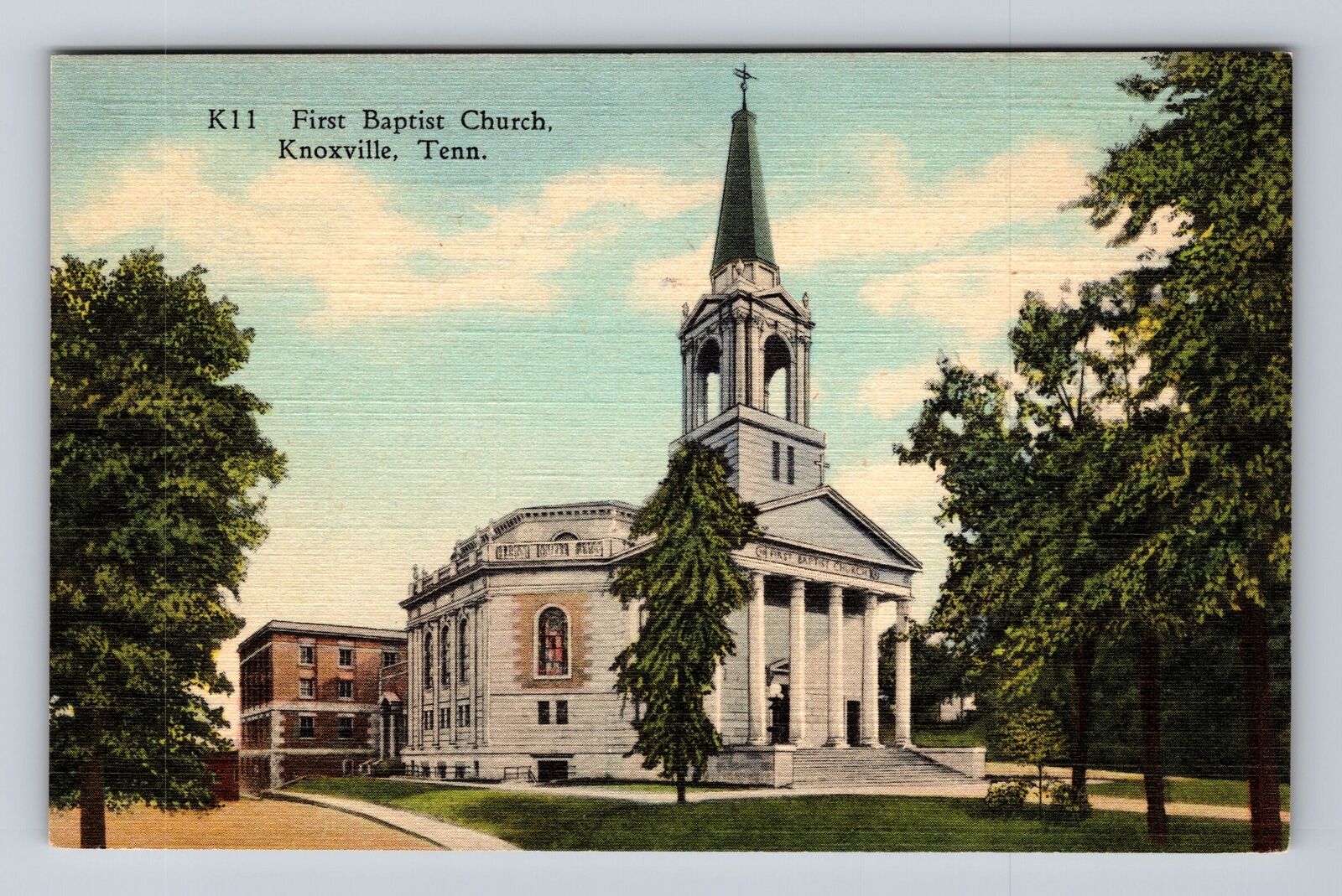 Knoxville TN-Tennessee, First Baptist Church, Antique Vintage Postcard
