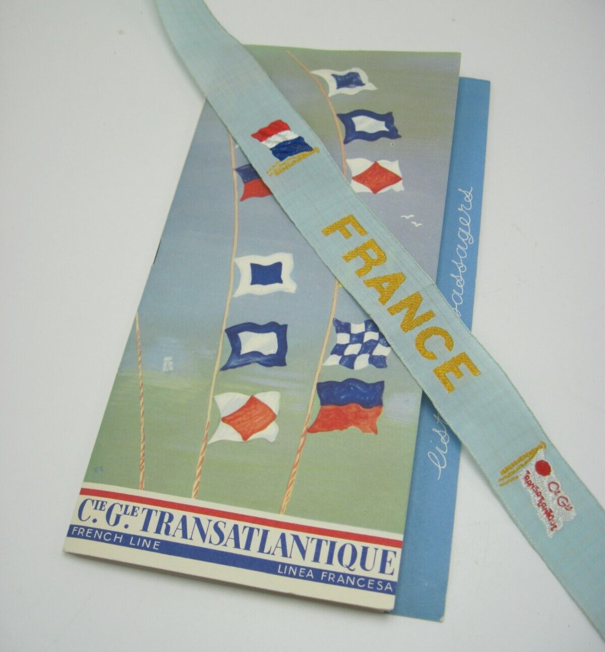 Cie. Gle. Transatlantique French Cruise Line List Of Passengers & Ribbon 1962