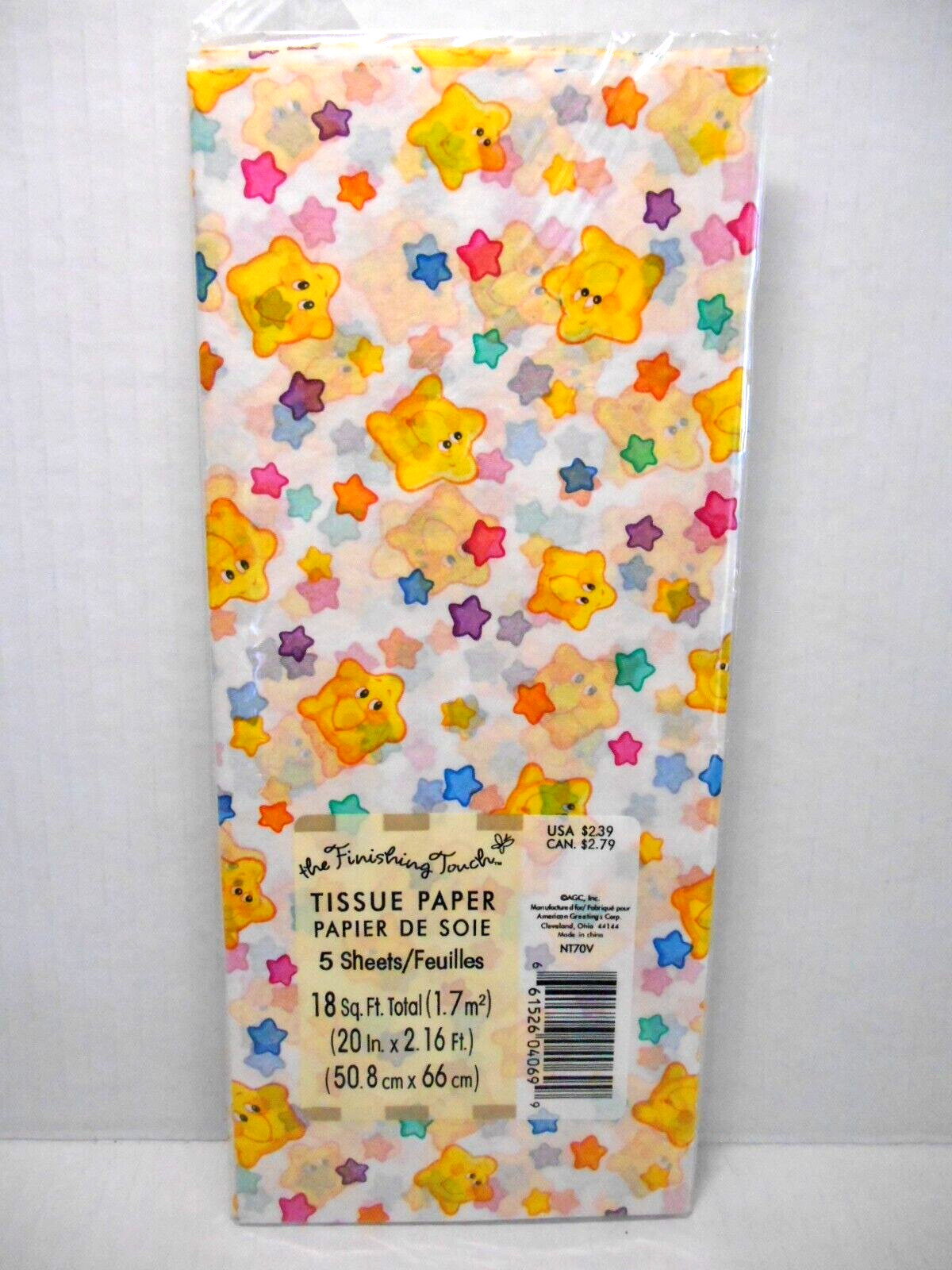 Vintage American Greetings CARE BEARS STARS Birthday Party TISSUE PAPER Wrap