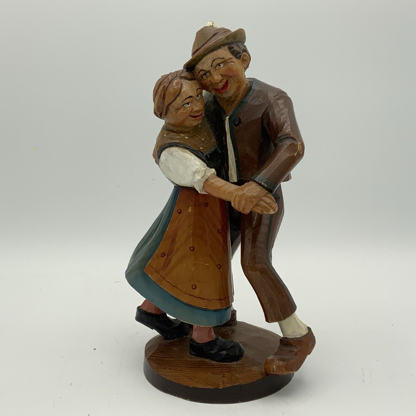 Vintage Wood Carved German Couple Dancing Very Nice