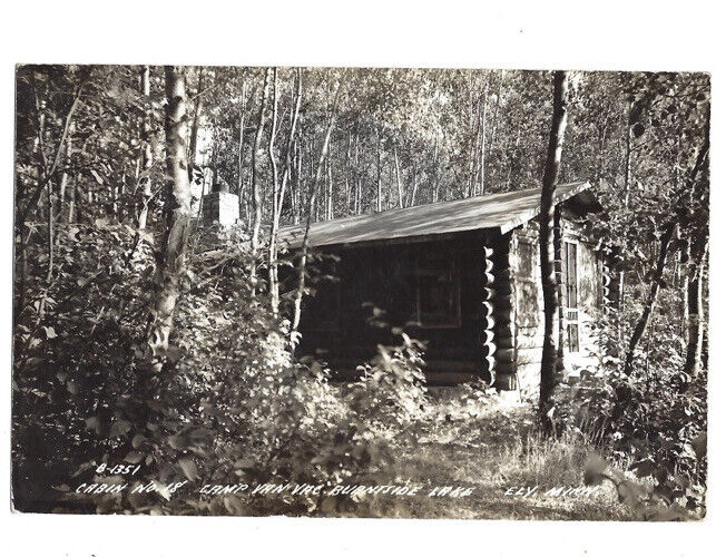 c1946 Cabin Camp Van Vac Burntside Lake Ely Minnesota MN RPPC Postcard
