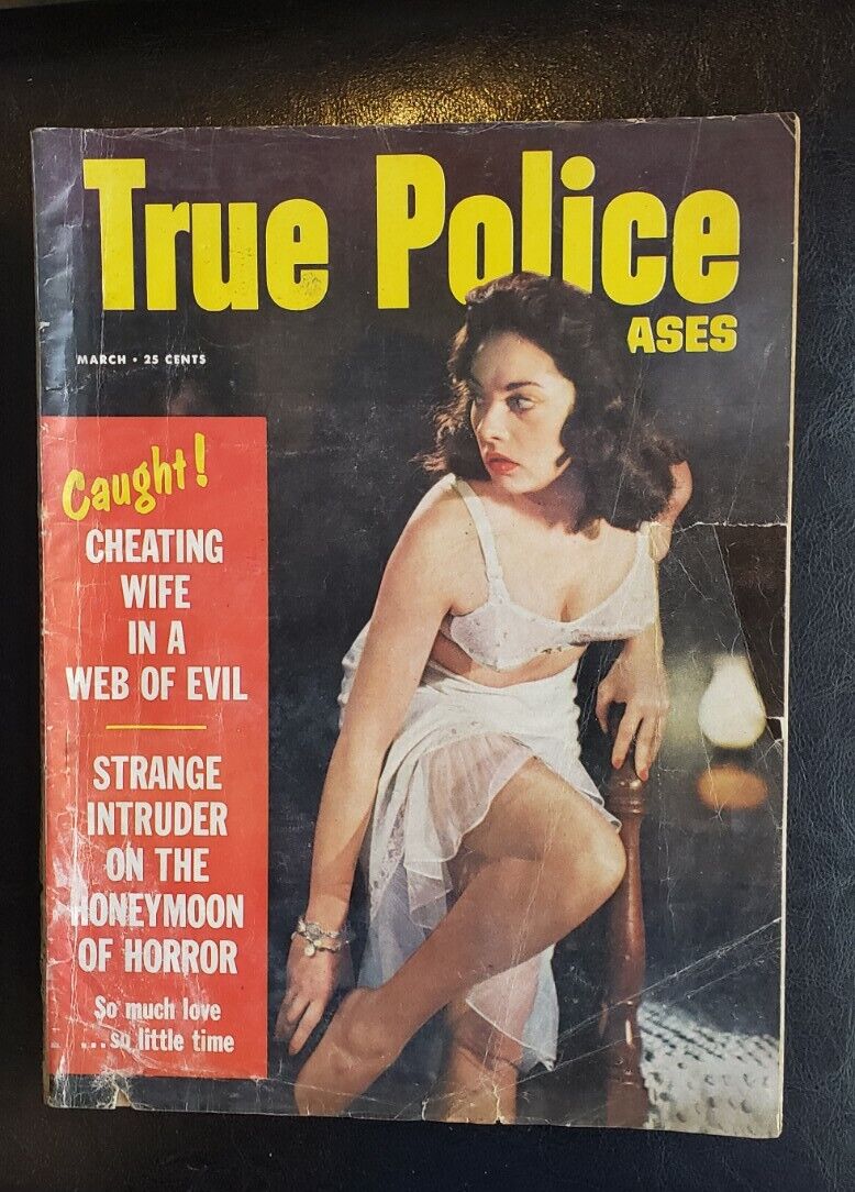 True Police Cases March 1957 Great Photo Cover Web of Evil Honeymoon Horror GGA