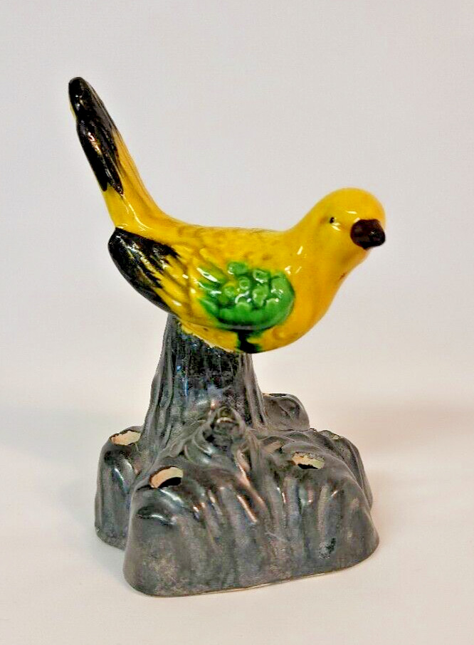 Yellow Warbler Bird Ceramic Figurine Vibrant Colorful Vintage
