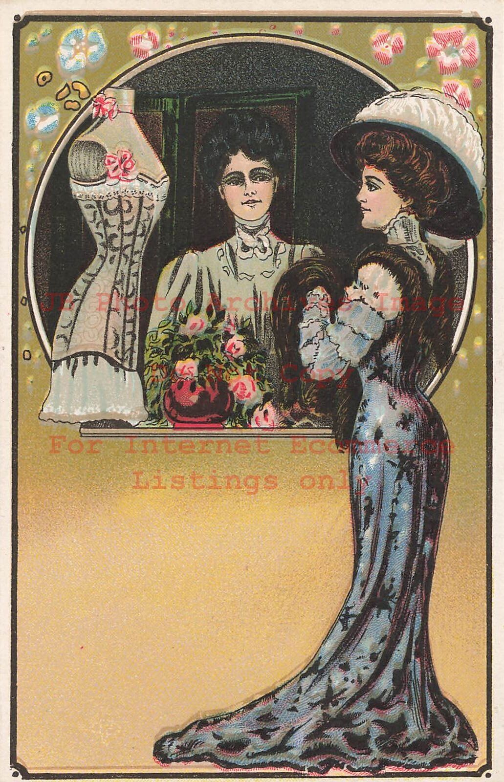 Art Nouveau, P Schmidt No 62, Well Dressed Woman Visiting Millinery