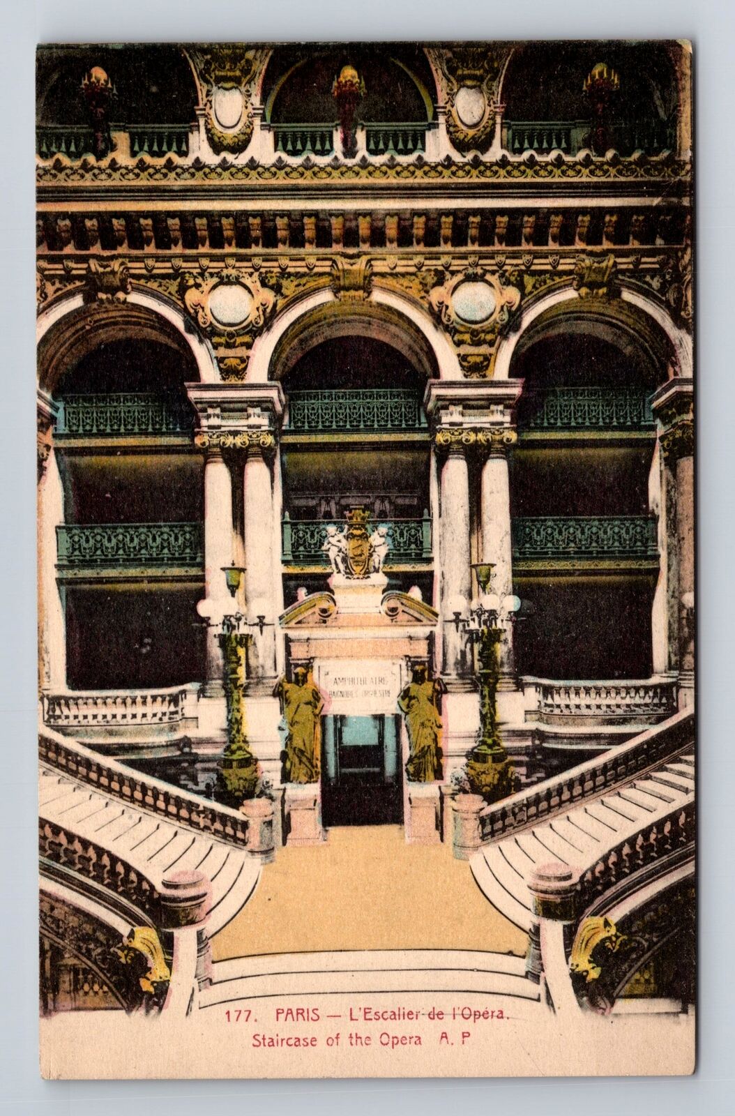 Paris France, Staircase Of The Opera Interior Opera House View, Vintage Postcard