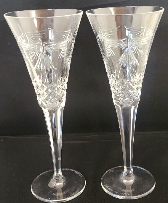 Waterford Crystal 2 Fluted Champagne Millennium Series Peace John O’Riordan