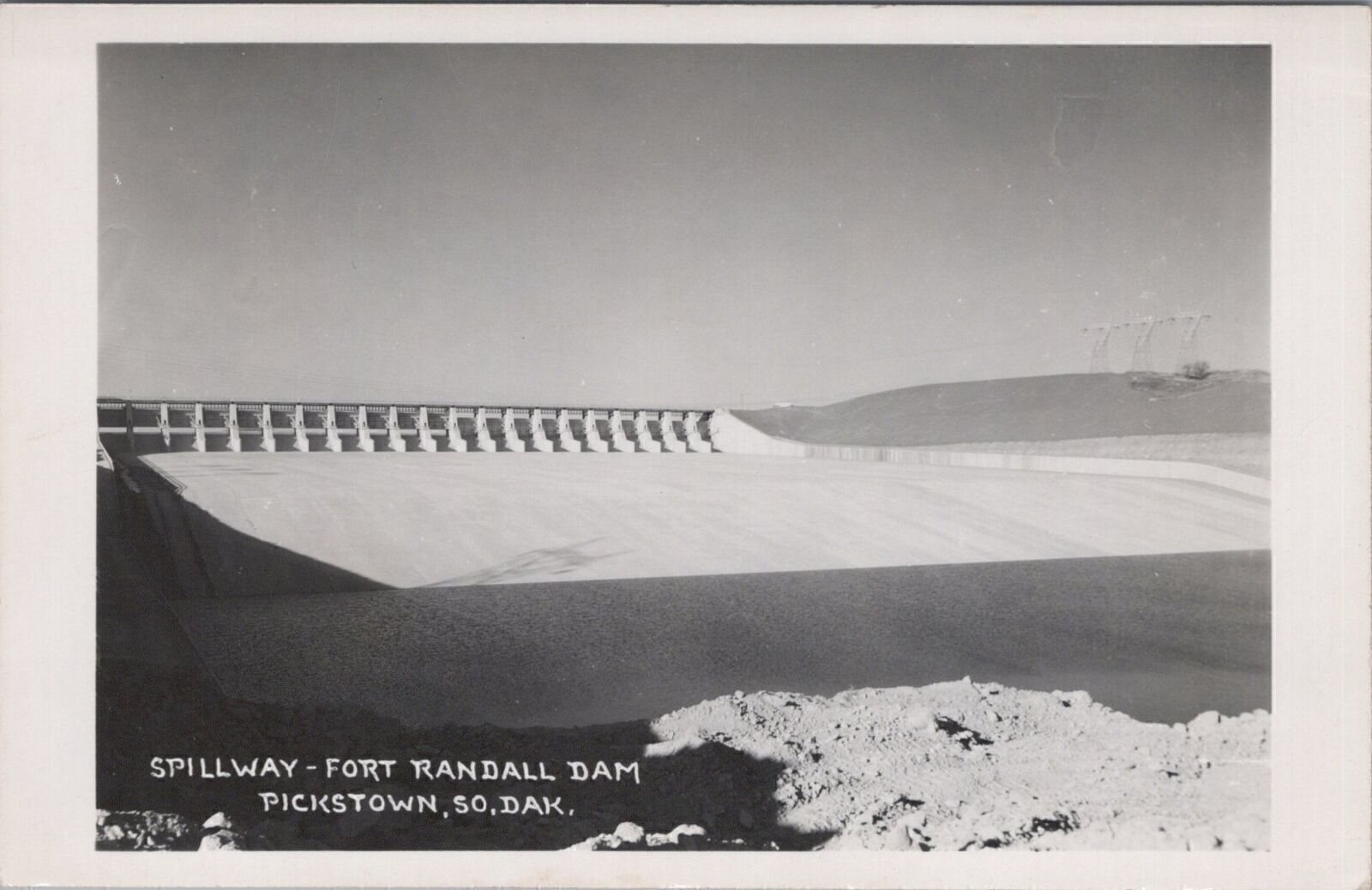 RPPC Postcard Spillway Fort Randall Dam Pickstown South Dakota SD
