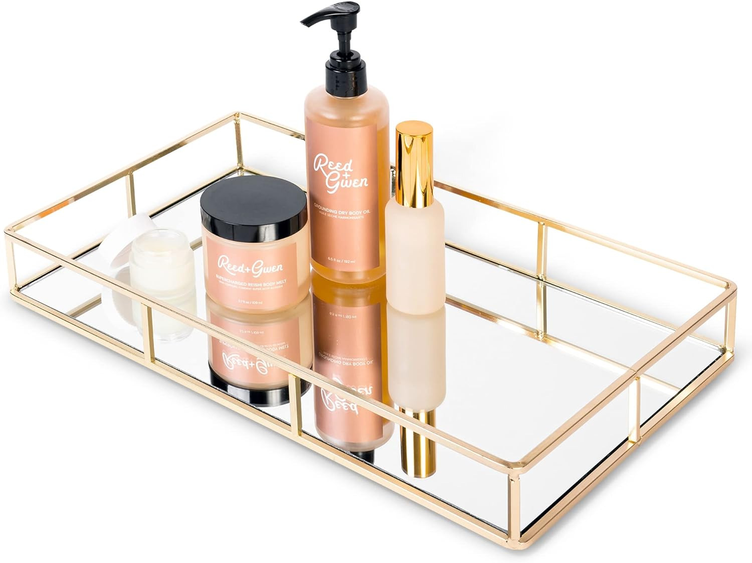 Mirror Tray, Gold Decorative Countertop, Mirrored Perfume Organizer, 16\