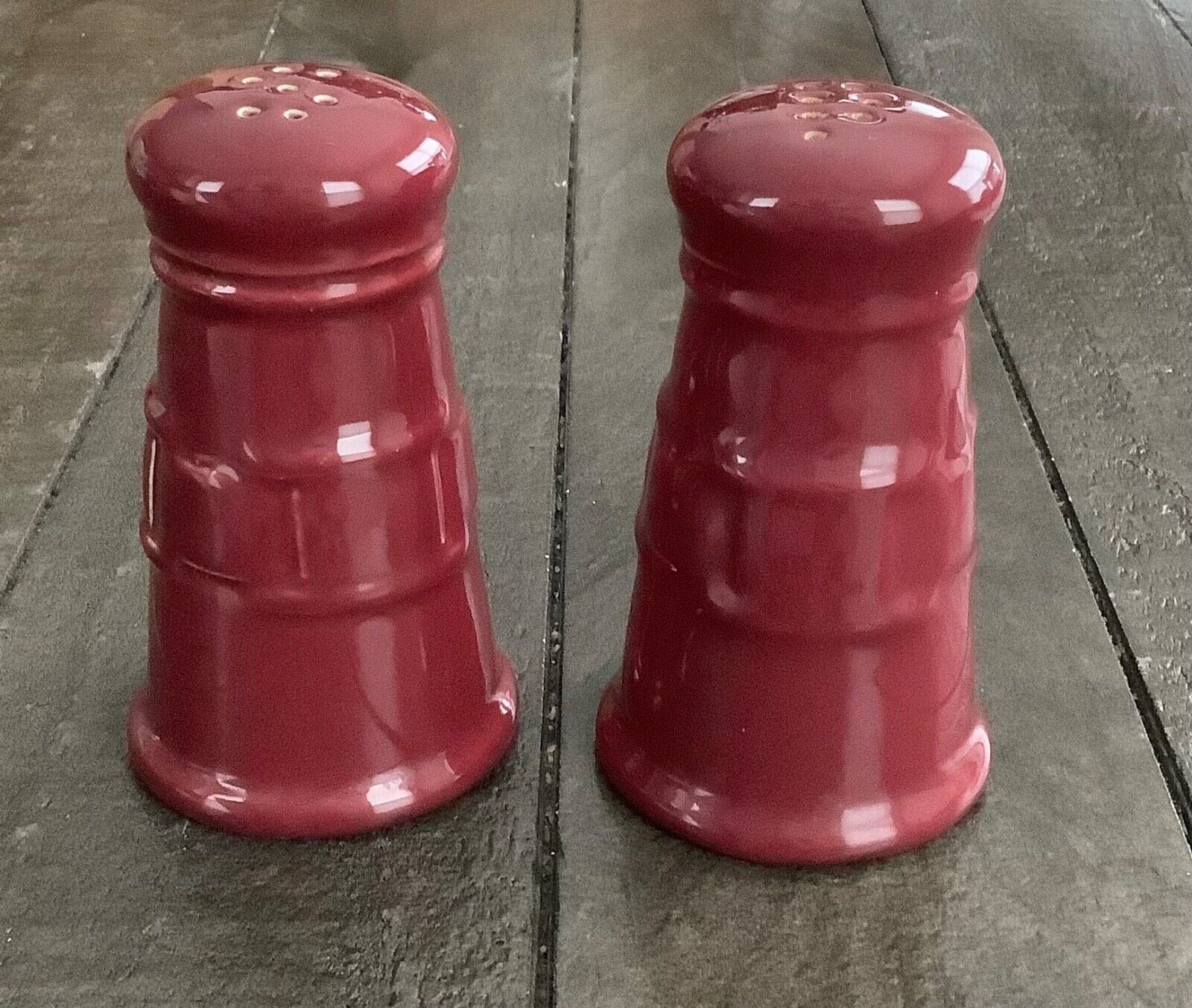 Longaberger Woven Traditions 3 3/4” PAPRIKA Red Round Salt & Pepper Shakers