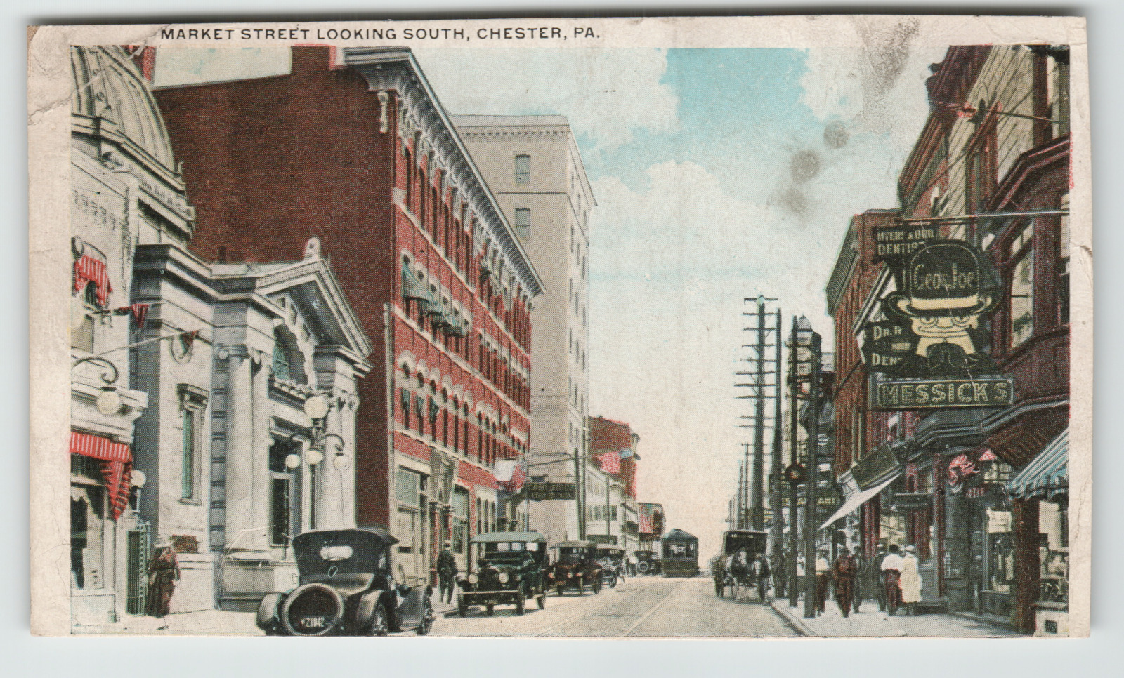 Postcard Market Street Looking South in Chester, PA