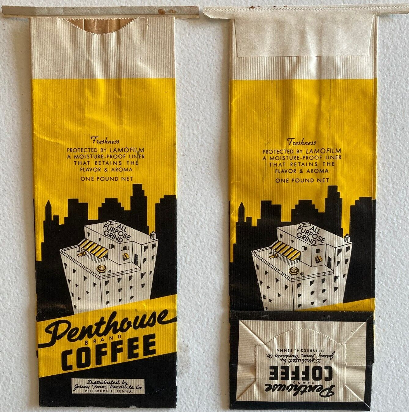 Vintage 1950s Lot of SIX (6) Penthouse Brand Coffee Bags -\