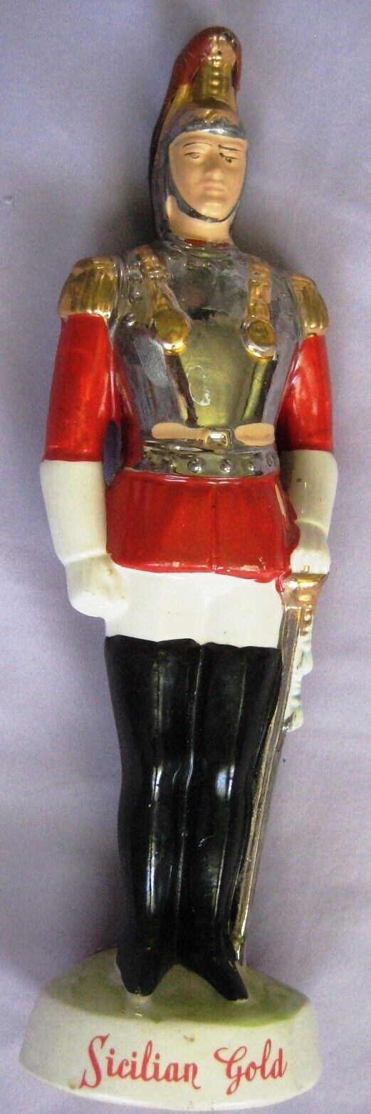 Vntage Sicilian Gold BOTTLE Italian Royal Guard Soldier Italy Empty 12” Decanter