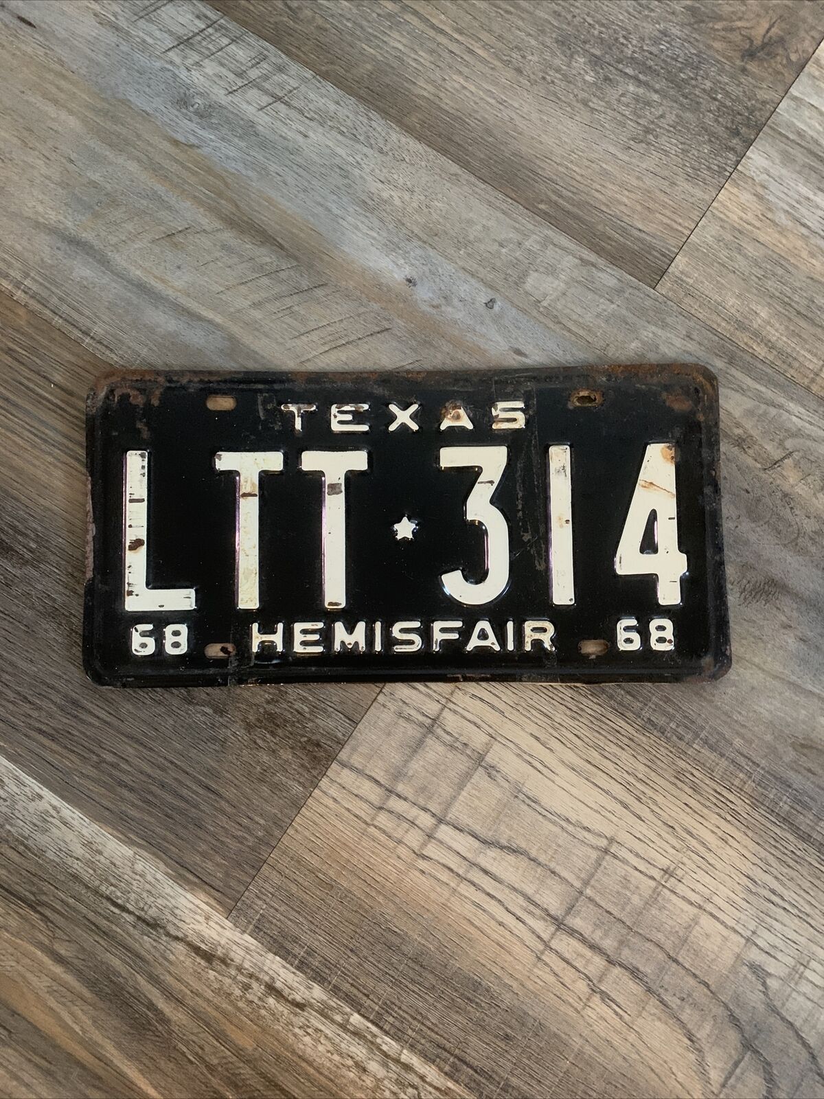 Vintage NOS 1968 B/W / HTF Texas Metal Matching License Plates    NICE   L@@K