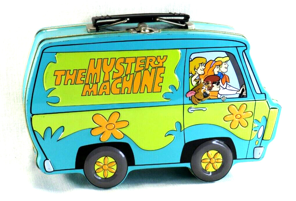 Fun Vintage 3D Scooby Doo Mystery Machine Tin Lunch Box With Wheels