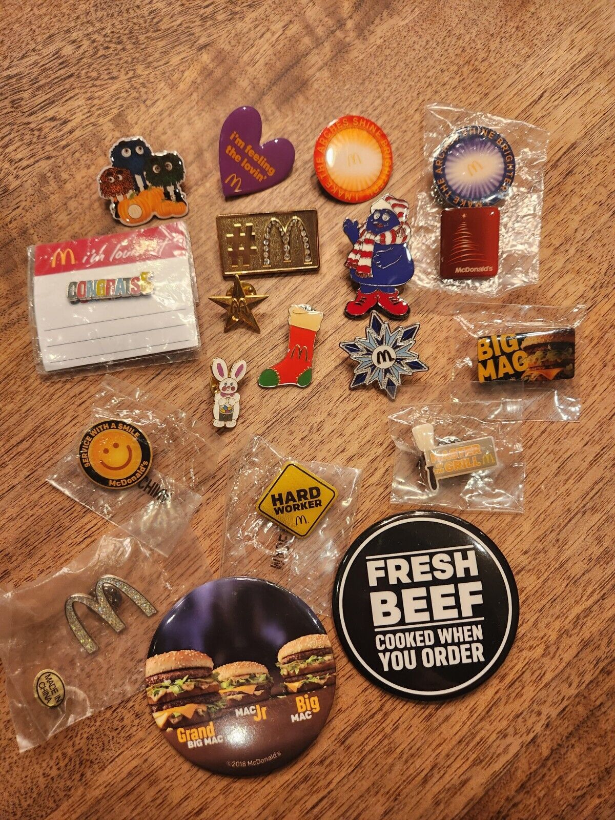 McDonald’s Lapel Pin Button Lot Of 19 Employee Pins New in Package Promo