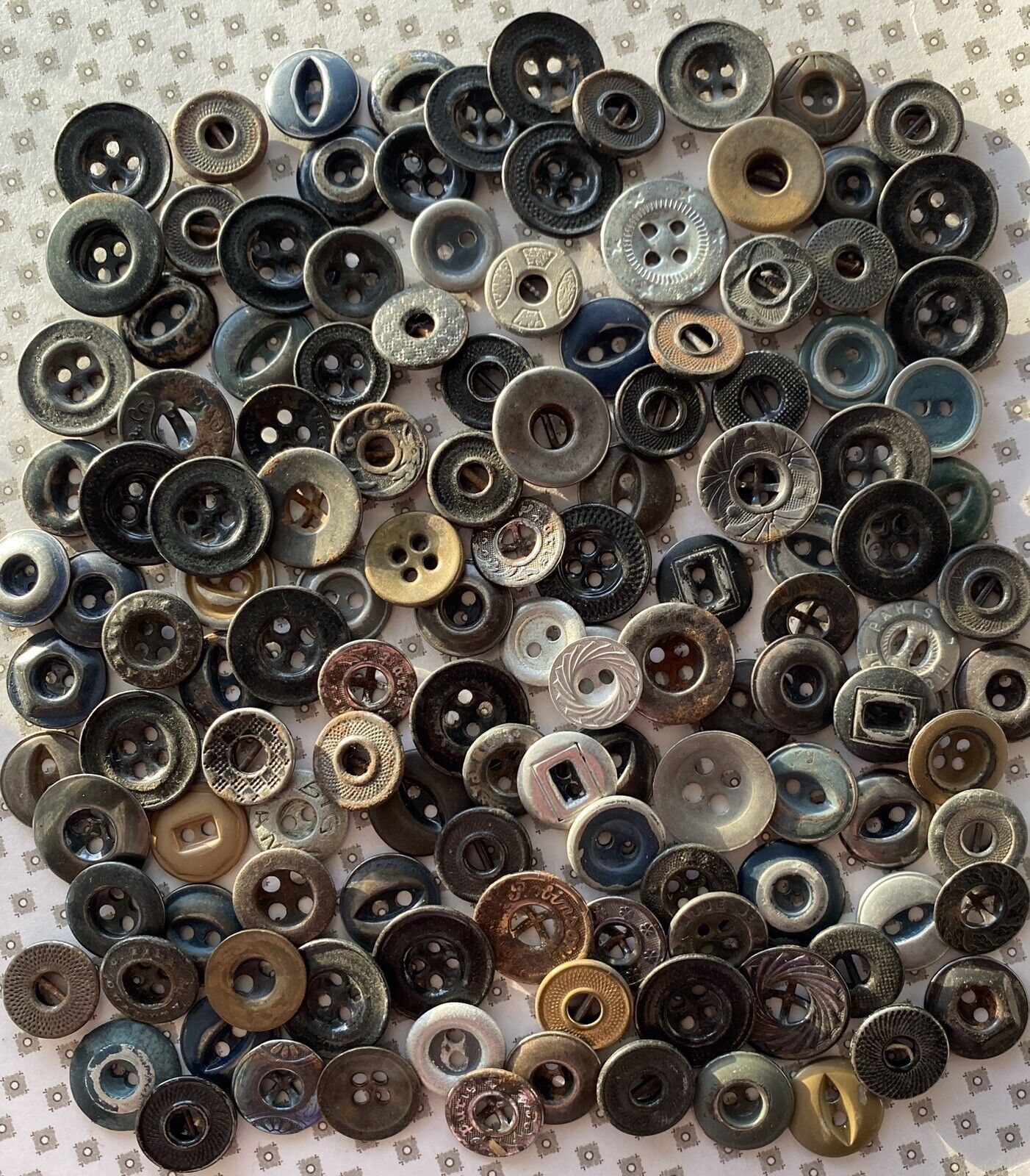 Vintage Metal Work Buttons Lot of 130