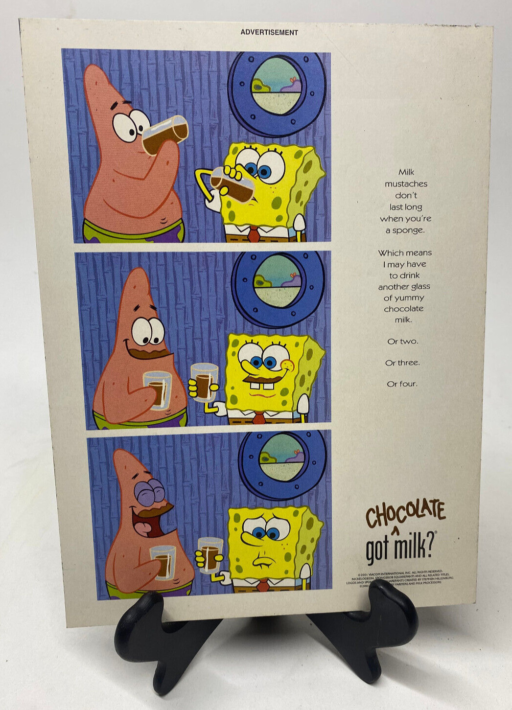 Got Milk? Sponge Bob Squarepants  Professionally Mounted and Ready To Frame 2001