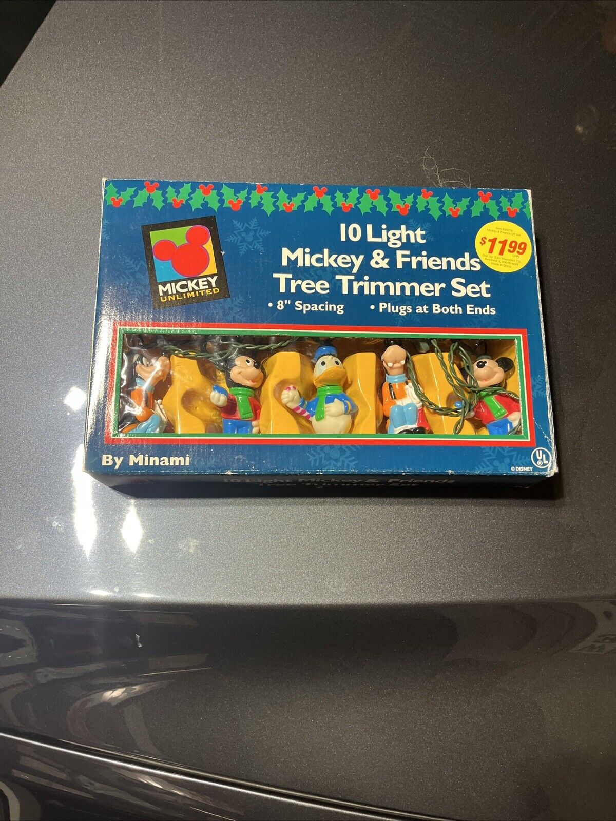 Vintage 1999 Disney Mickey & Friends Christmas Tree Trimmer 10 Light Set in box