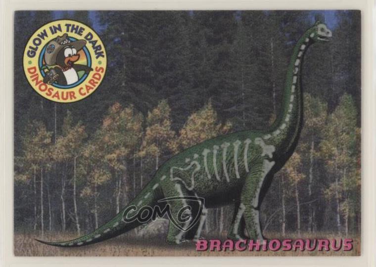 1992 Kid Cuisine Glow in the Dark Dinosaur Cards Brachiosaurus #1 3r6