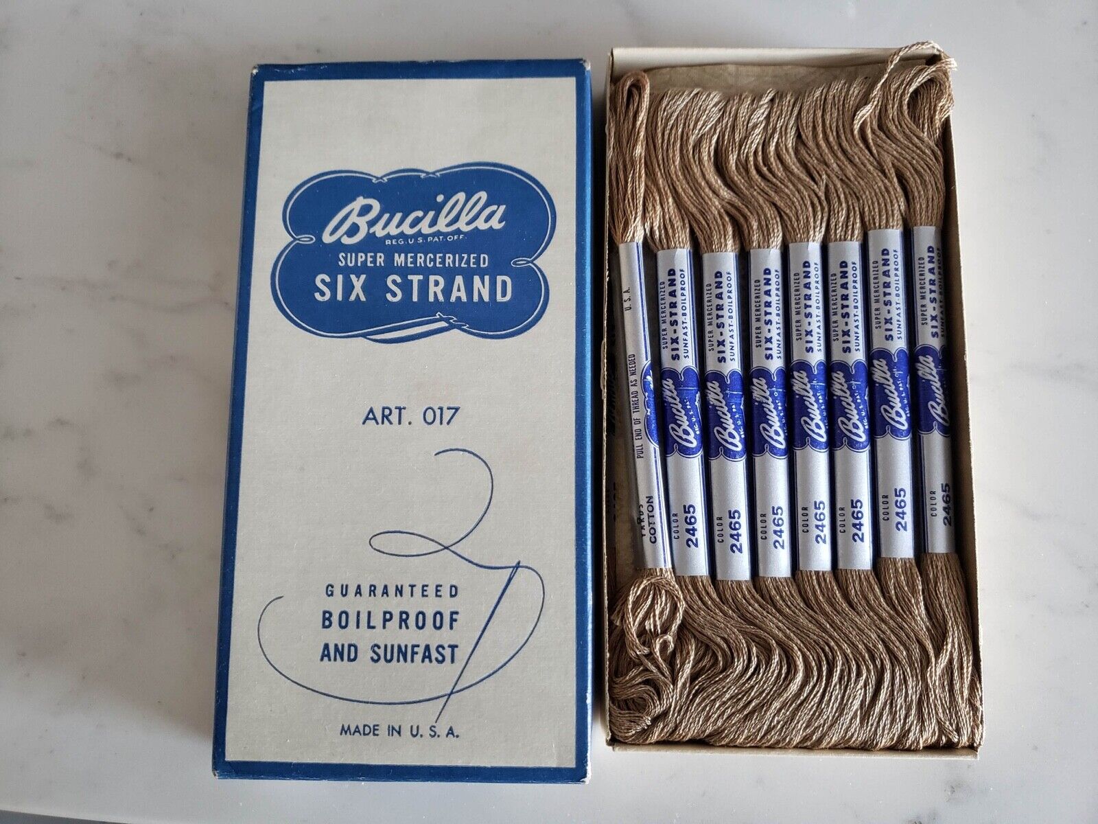 Vintage BUCILLA Beige 2465 Super Mercerized 6 Strand Yarn 24 Skein cotton @8yds 