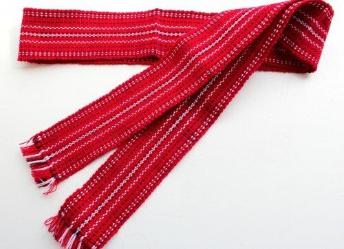 Ukrainian Krayka, Traditional Woven Belt, Thick, Red 200 cm