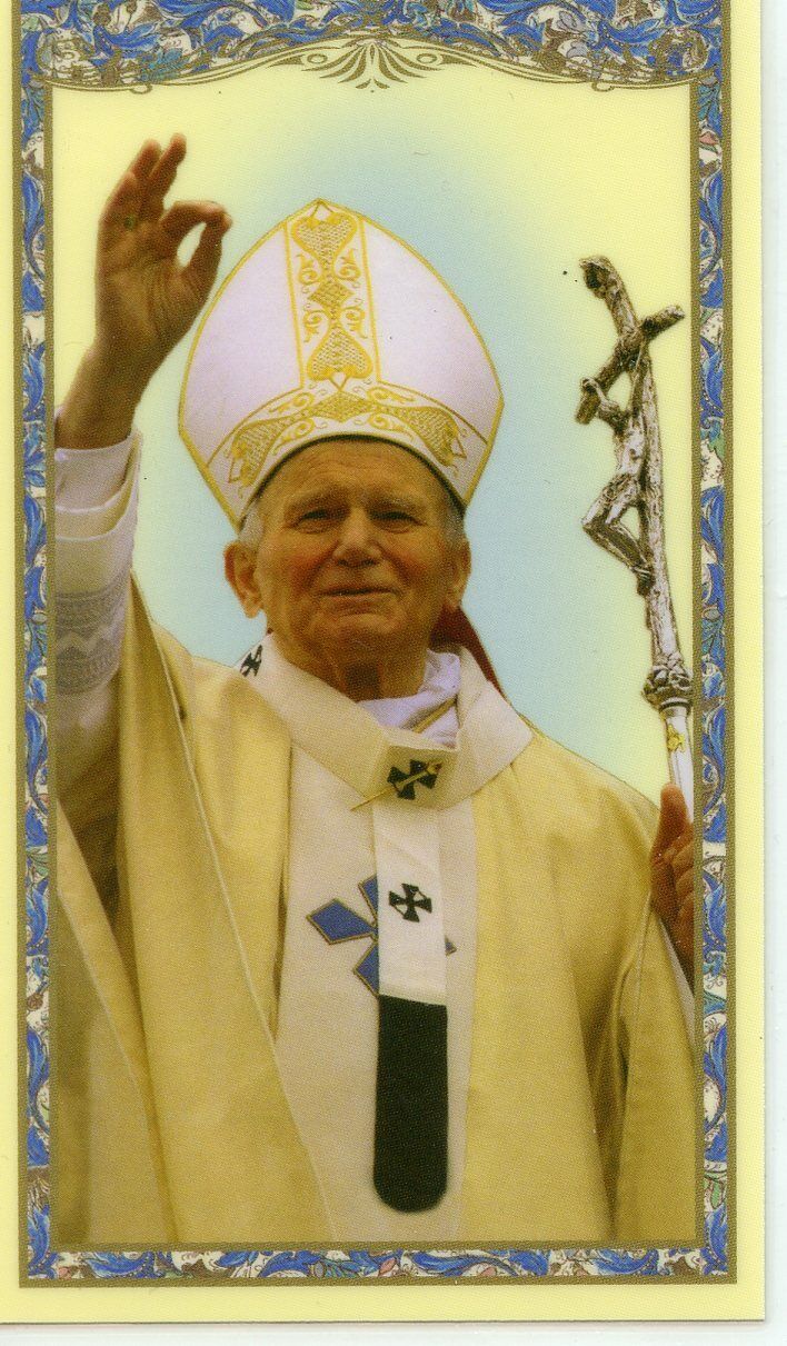 Pope St. John Paul II - Relic Laminated Holy Card - Blessed by Pope Francis 