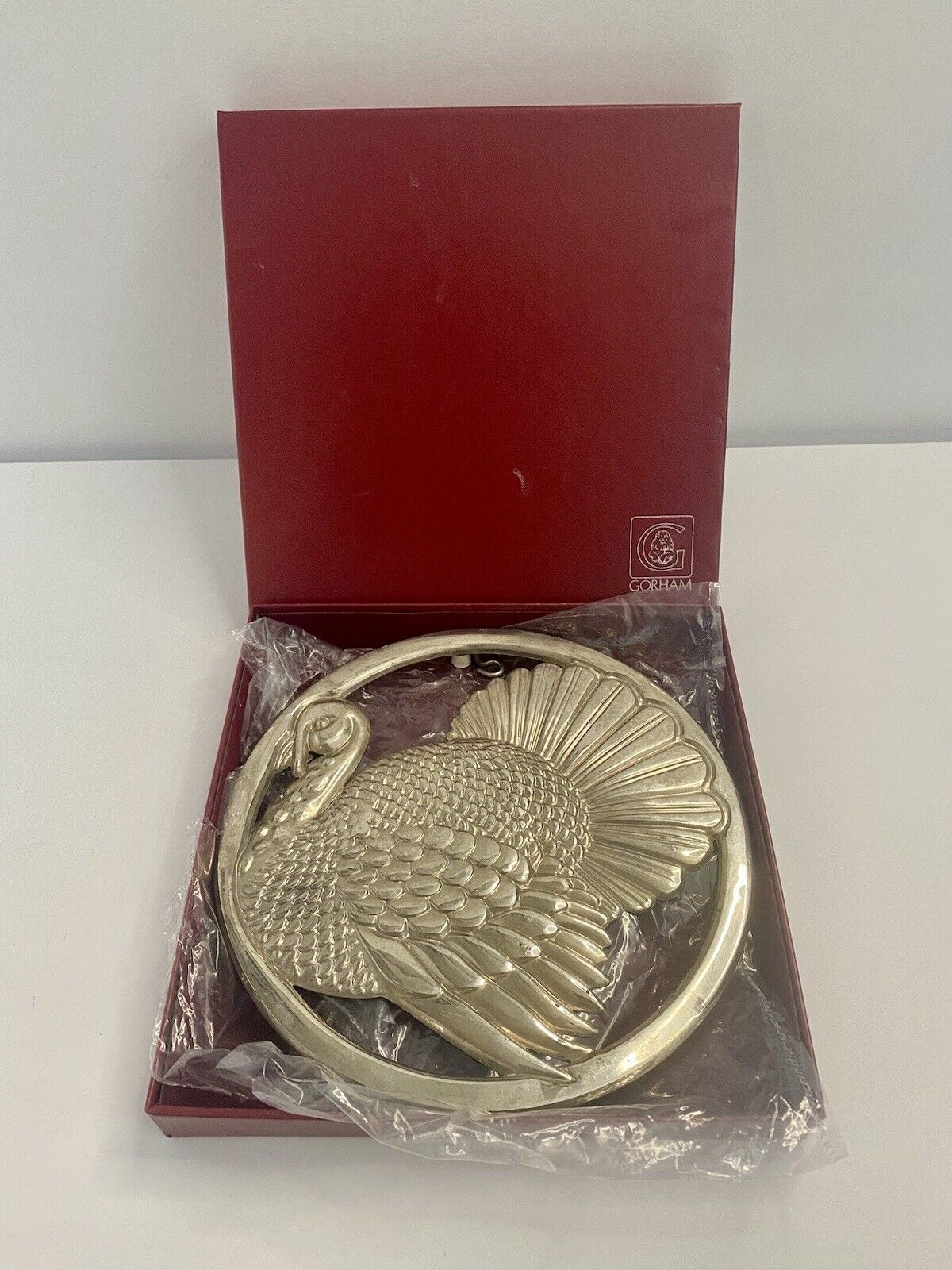 1982 Gorham Silver Plated Turkey Trivet Italy Wall Hanging Vintage Thanksgiving