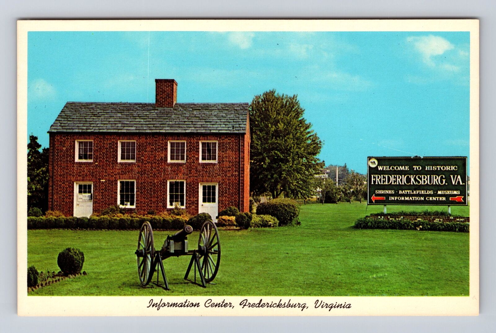 Fredericksburg VA-Virginia, Information Center, Antique Vintage Postcard